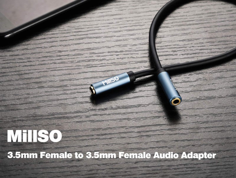 MillSO 3.5mm Female to Female AUX Adapter Cable TRS Premium Stereo Gold-Plated 1/8" Audio AUX Cord Connectors for Headphones, Car Stereo, or Home HiFi Sound System - 1m / 3.3 Feet - Image 3